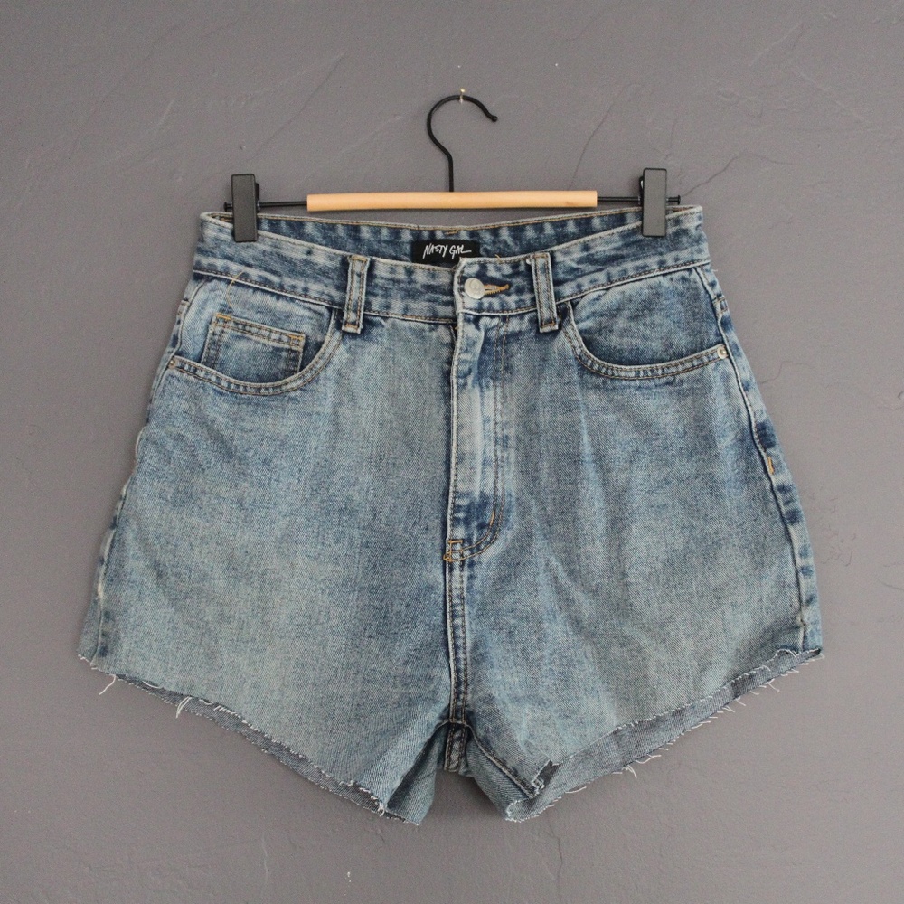 Extra high rise denim cutoffs